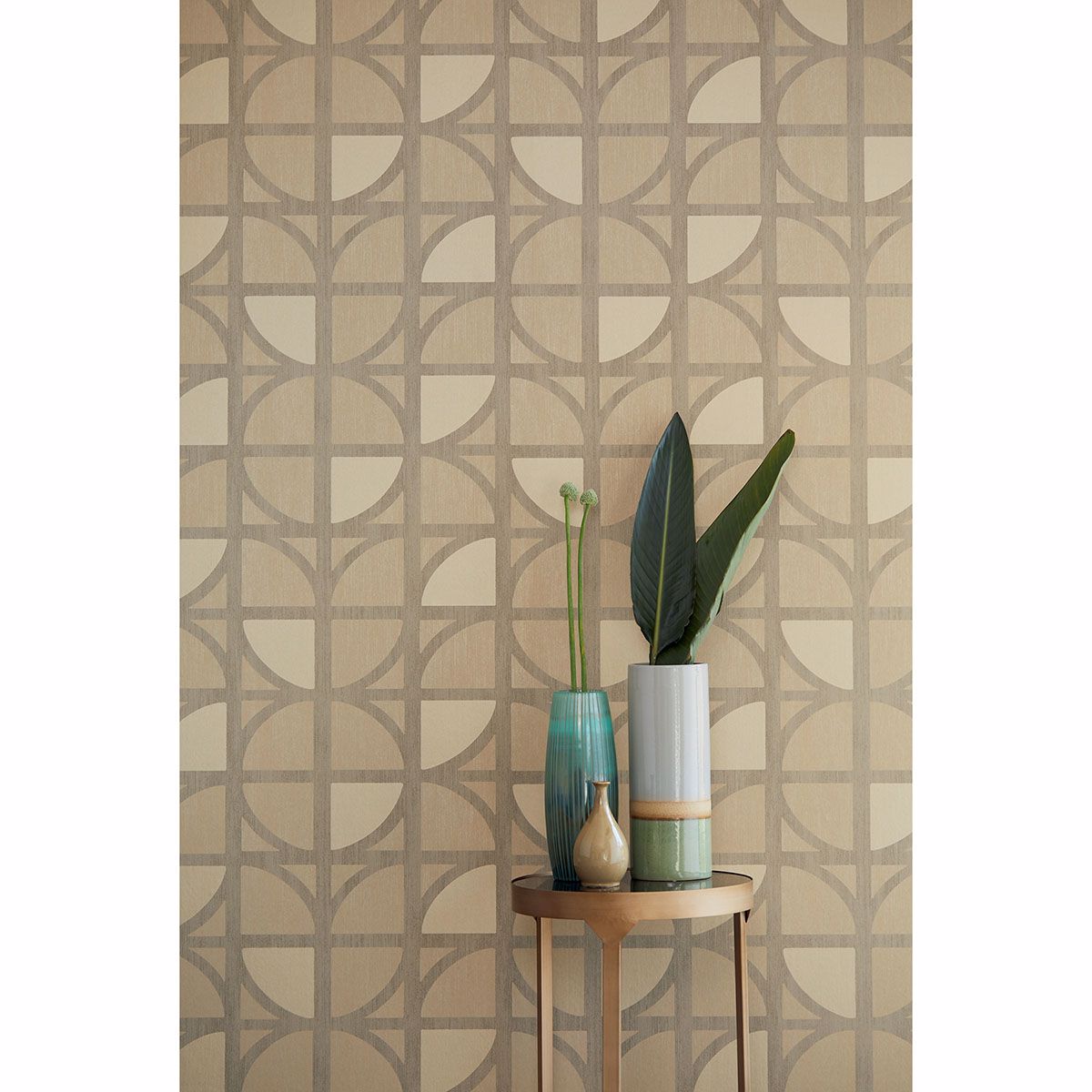 Tulip Gold Geometric Trellis Wallpaper - Brewster Wallcovering