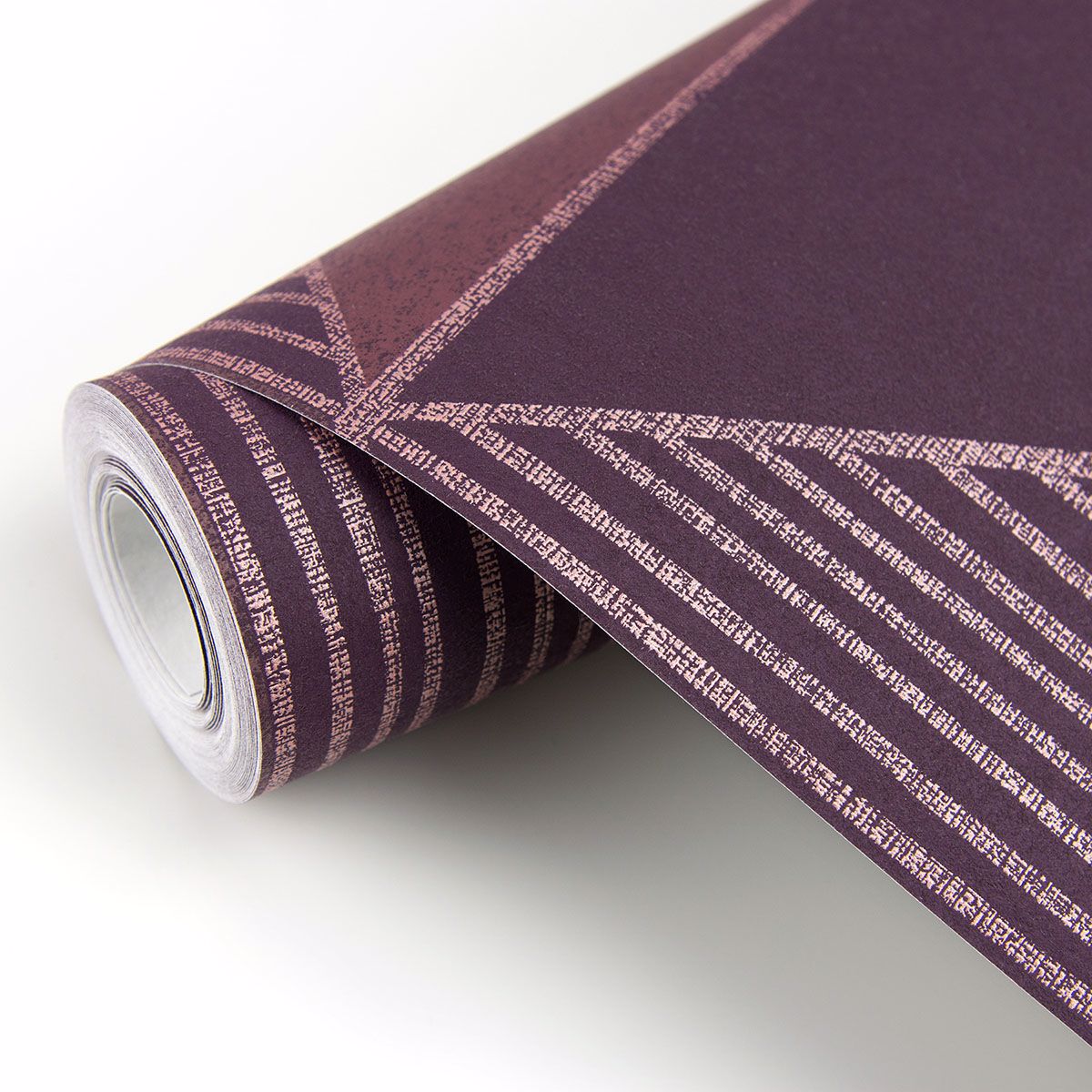 Art Deco Plum Glam Geometric Wallpaper - Brewster Wallcovering