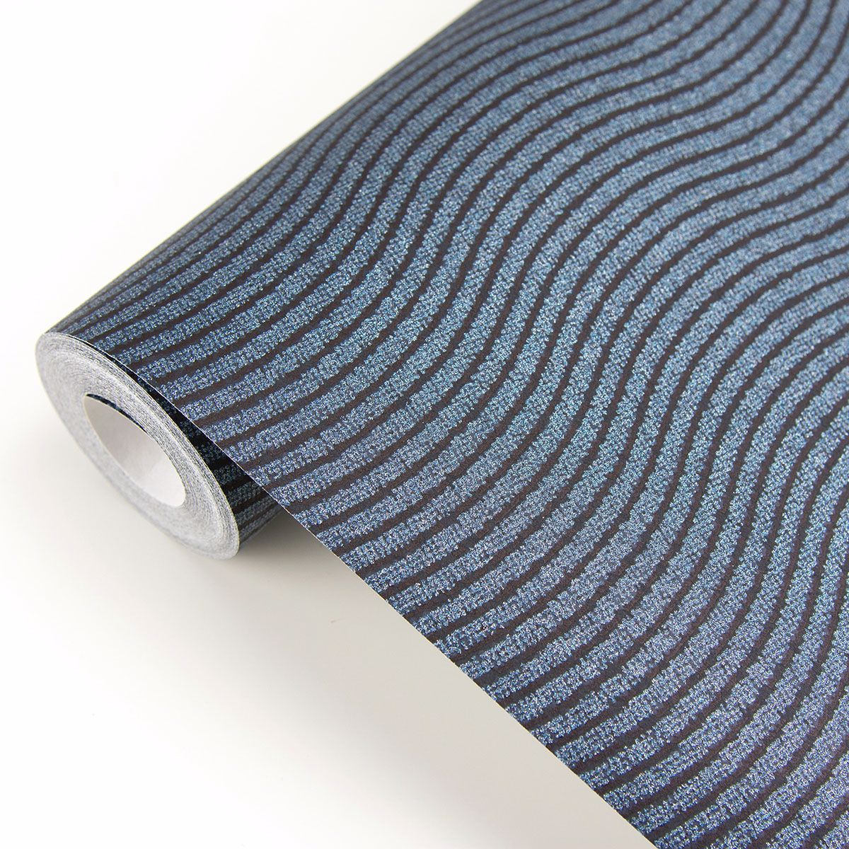 Curves Blue Glittering Waves Wallpaper  | Brewster Wallcovering - The WorkRm