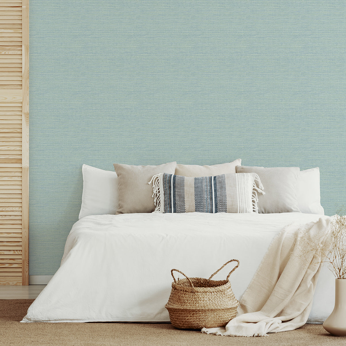 Agave Aqua Imitation Grasscloth Wallpaper  | Brewster Wallcovering - The WorkRm