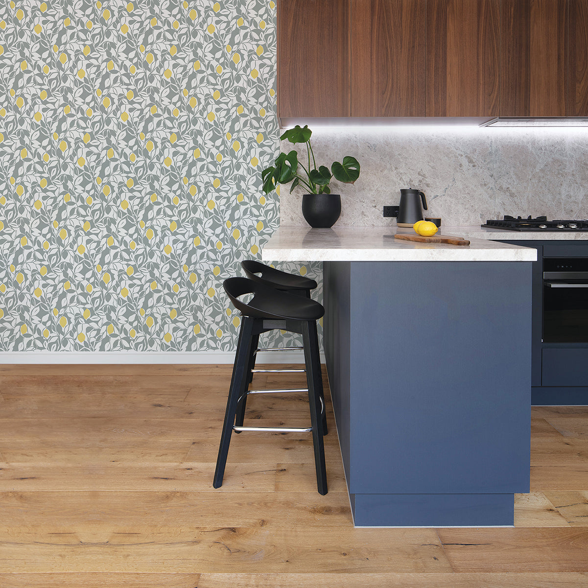 Loretto Grey Citrus Wallpaper  | Brewster Wallcovering - The WorkRm