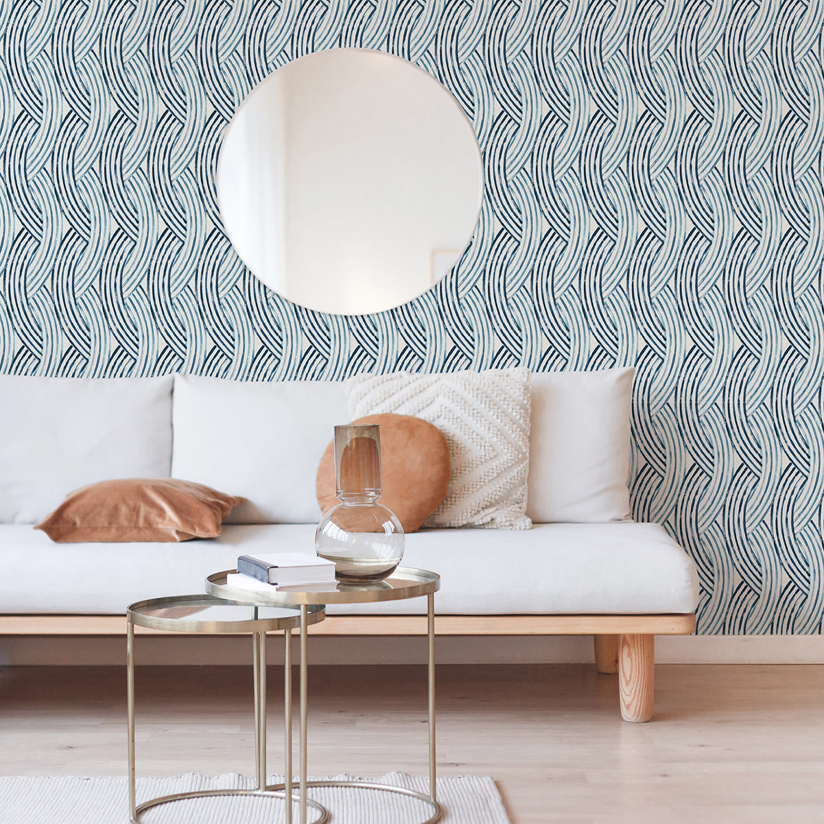 Zamora Blue Brushstrokes Wallpaper  | Brewster Wallcovering - The WorkRm