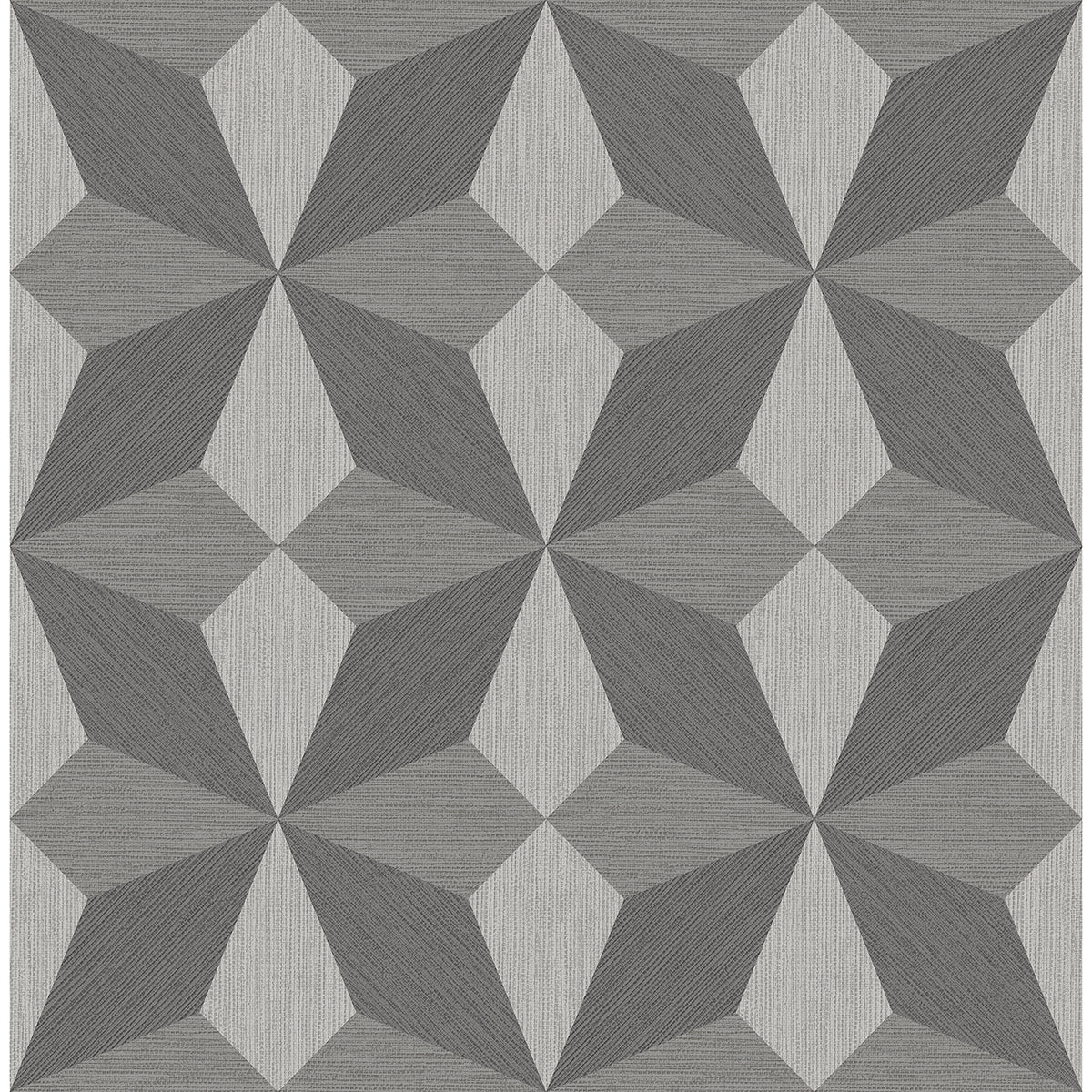 Picture of Valiant Grey Faux Grasscloth Mosaic Wallpaper