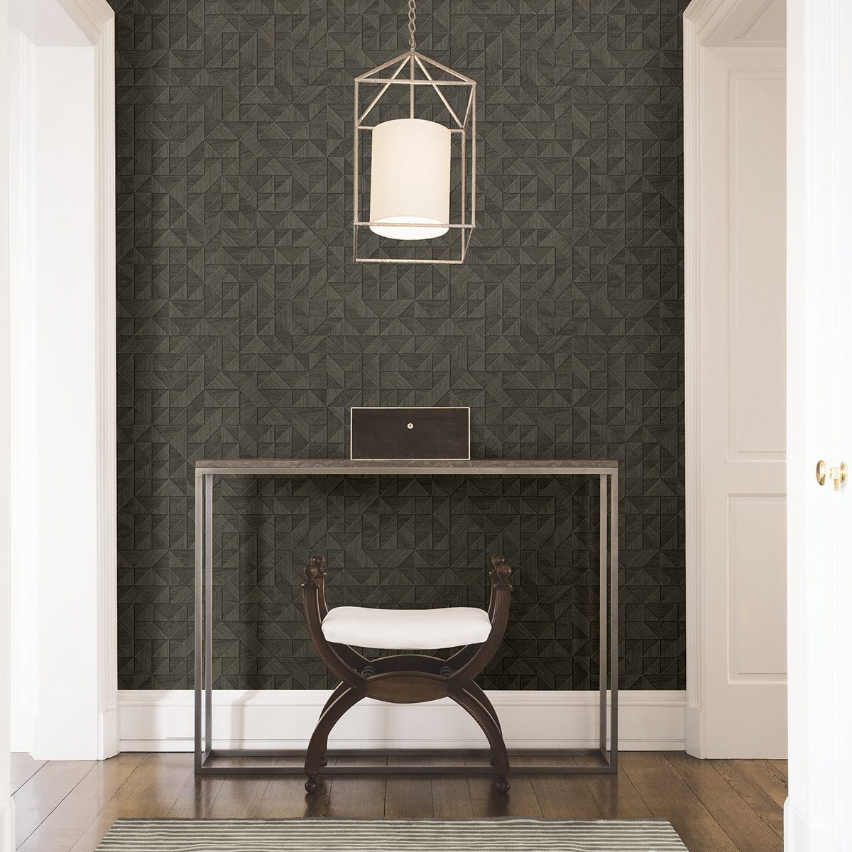 Gallerie Black Triangle Geometric Wallpaper  | Brewster Wallcovering