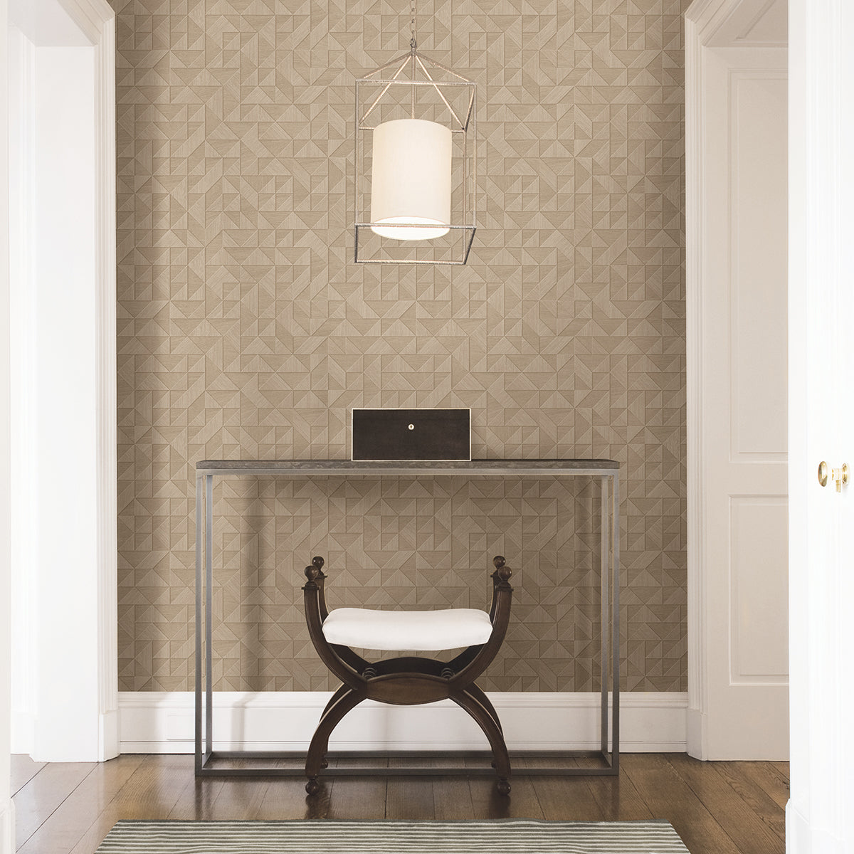 Gallerie Taupe Triangle Geometric Wallpaper  | Brewster Wallcovering