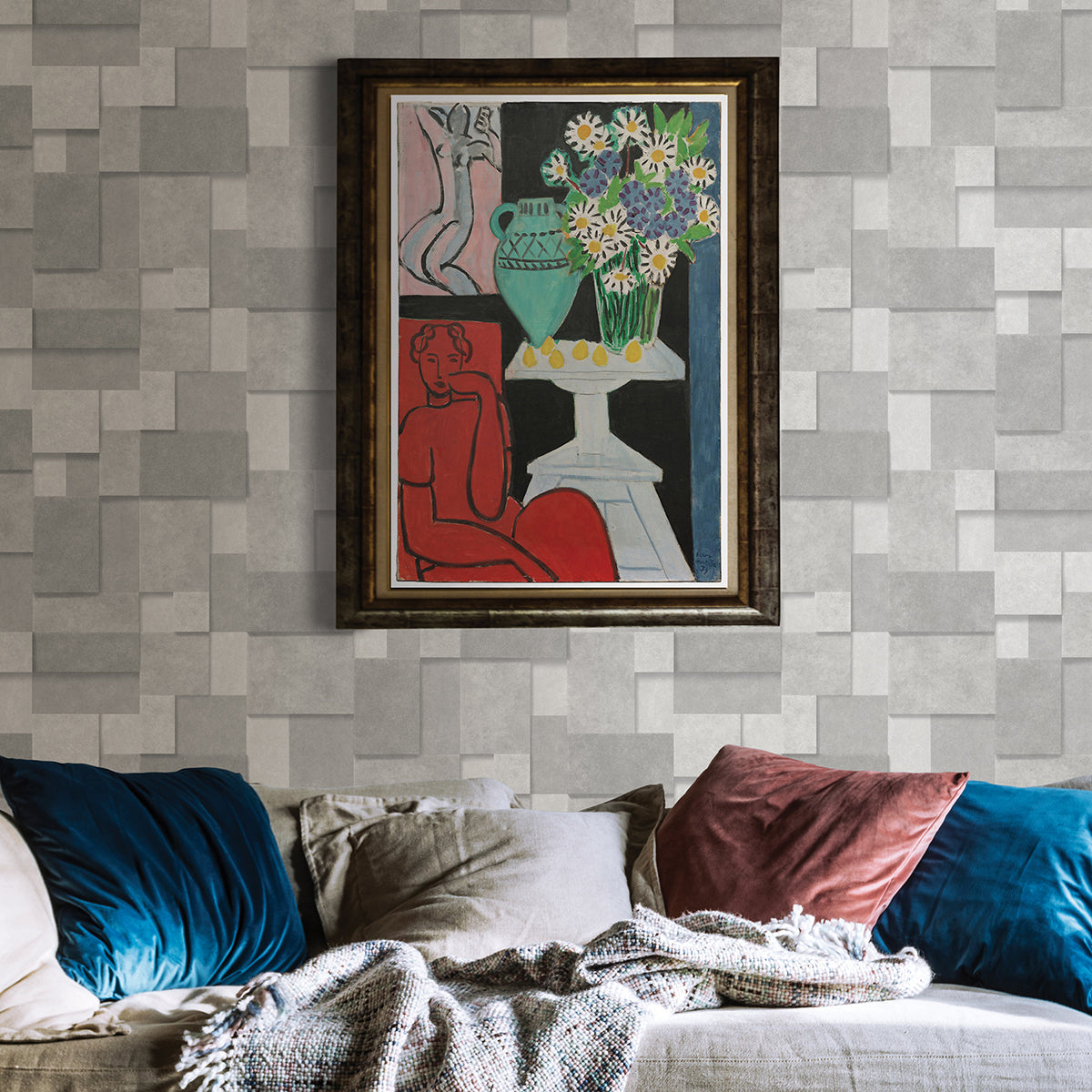 Duchamp Silver Patchwork Metallic Wallpaper - Brewster Wallcovering