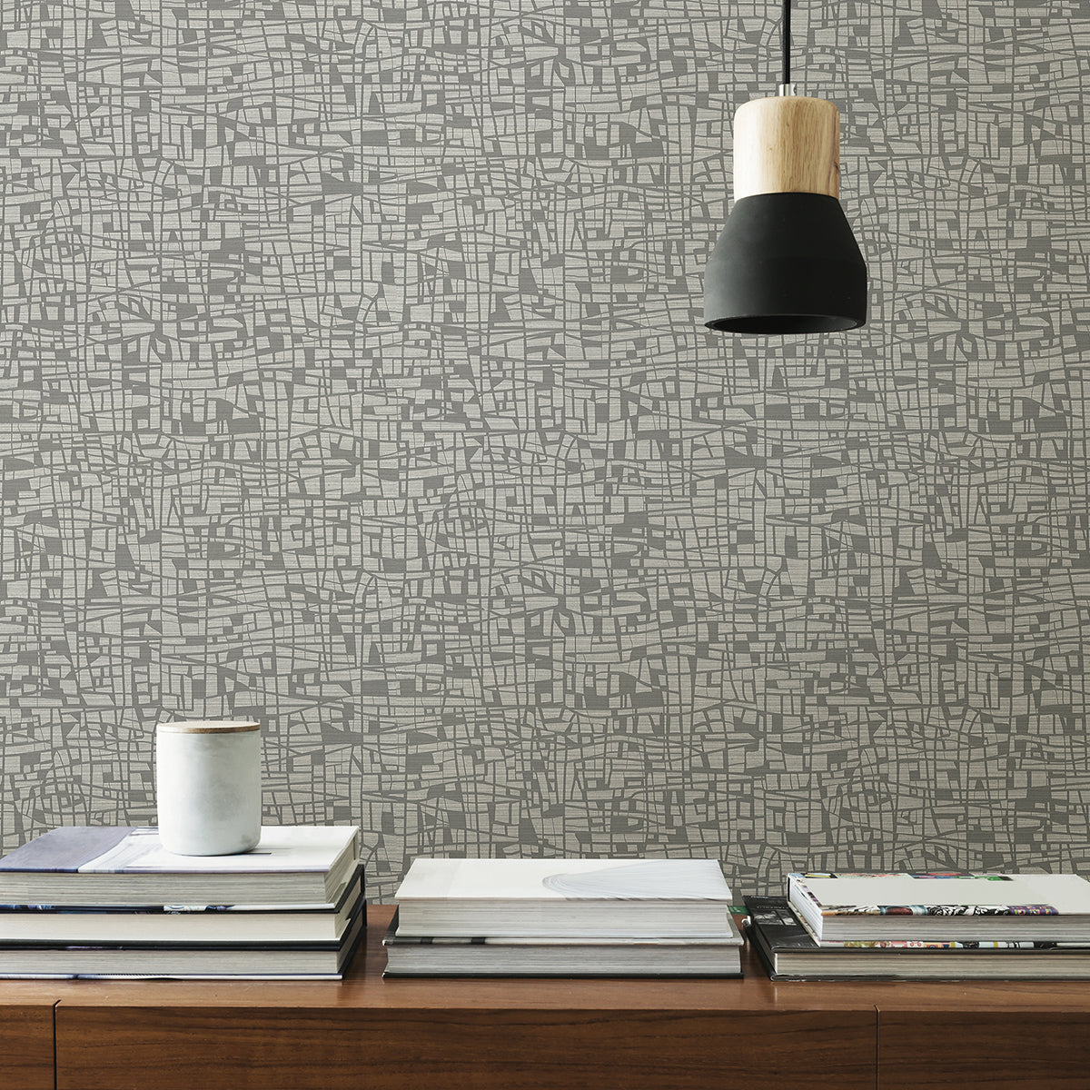 Tiffany Grey Abstract Geometric Wallpaper  | Brewster Wallcovering - The WorkRm