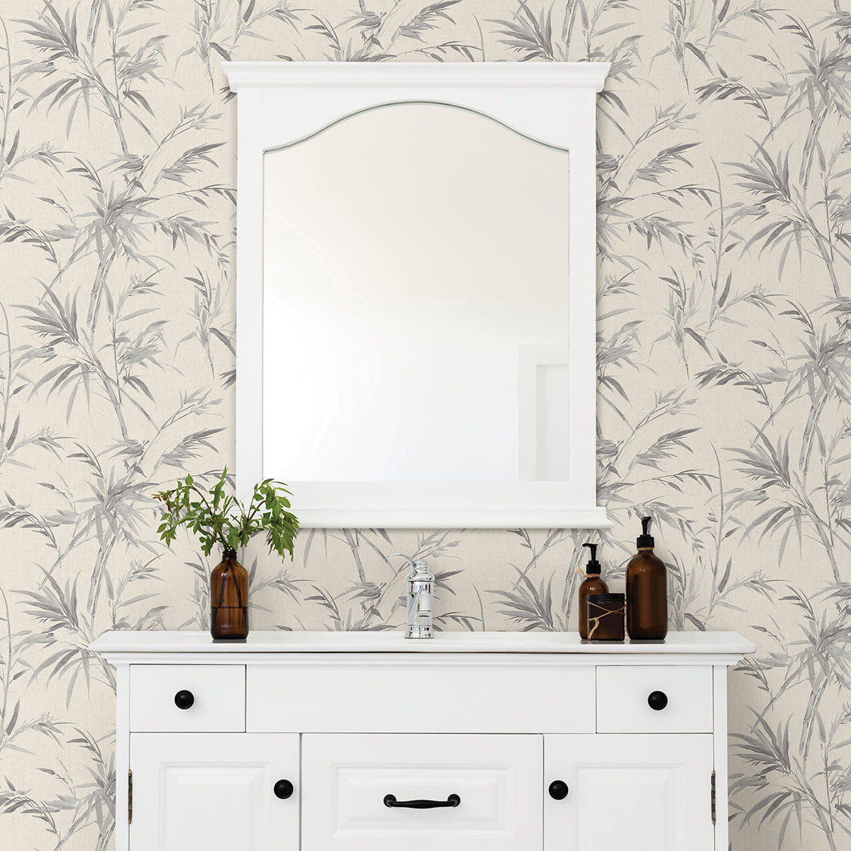 Hali Silver Fronds Wallpaper  | Brewster Wallcovering - The WorkRm