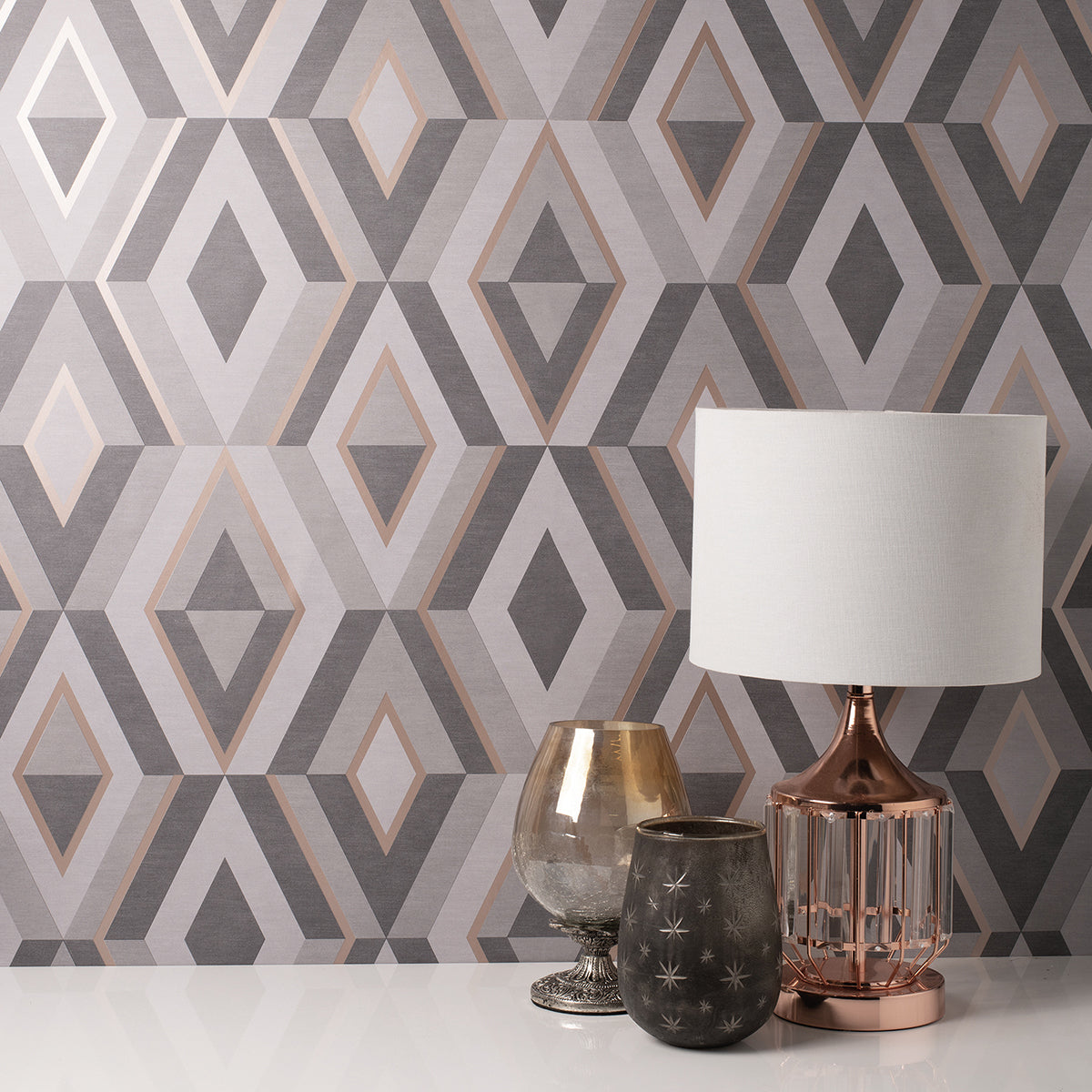 Shard Charcoal Geometric Wallpaper - Brewster Wallcovering