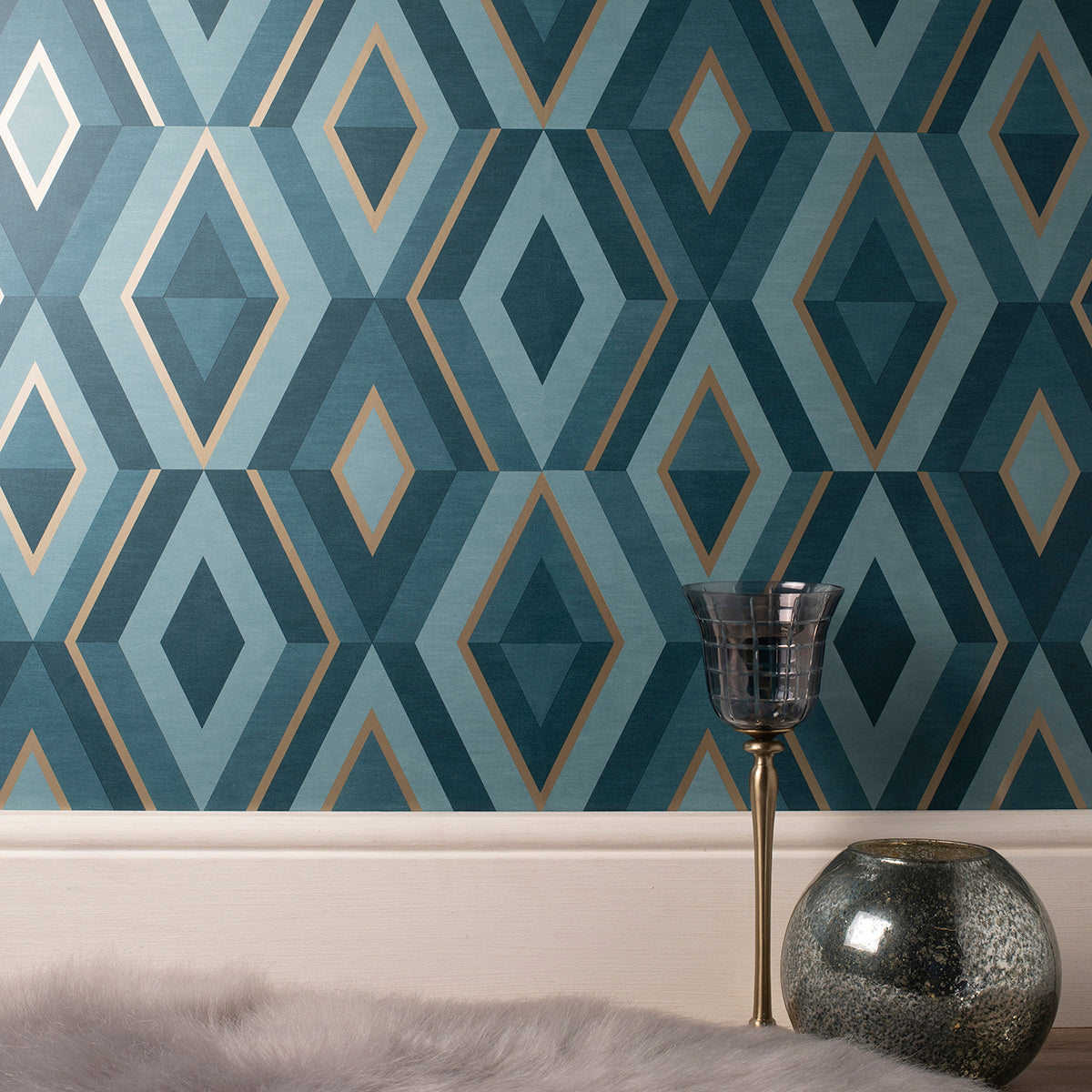 Shard Turquoise Geometric Wallpaper - Brewster Wallcovering