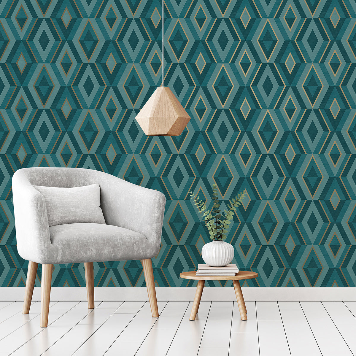 Shard Turquoise Geometric Wallpaper - Brewster Wallcovering