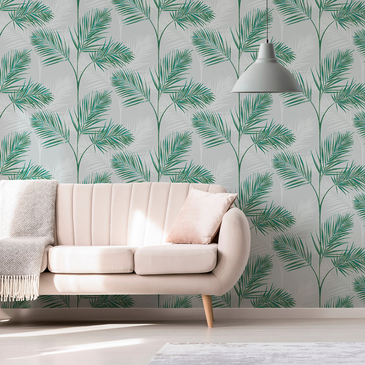 South Beach Stone Fronds Wallpaper - Brewster Wallcovering