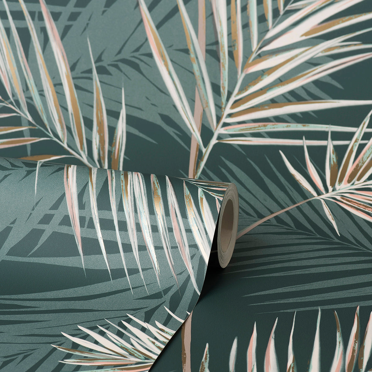 South Beach Evergreen Fronds Wallpaper - Brewster Wallcovering