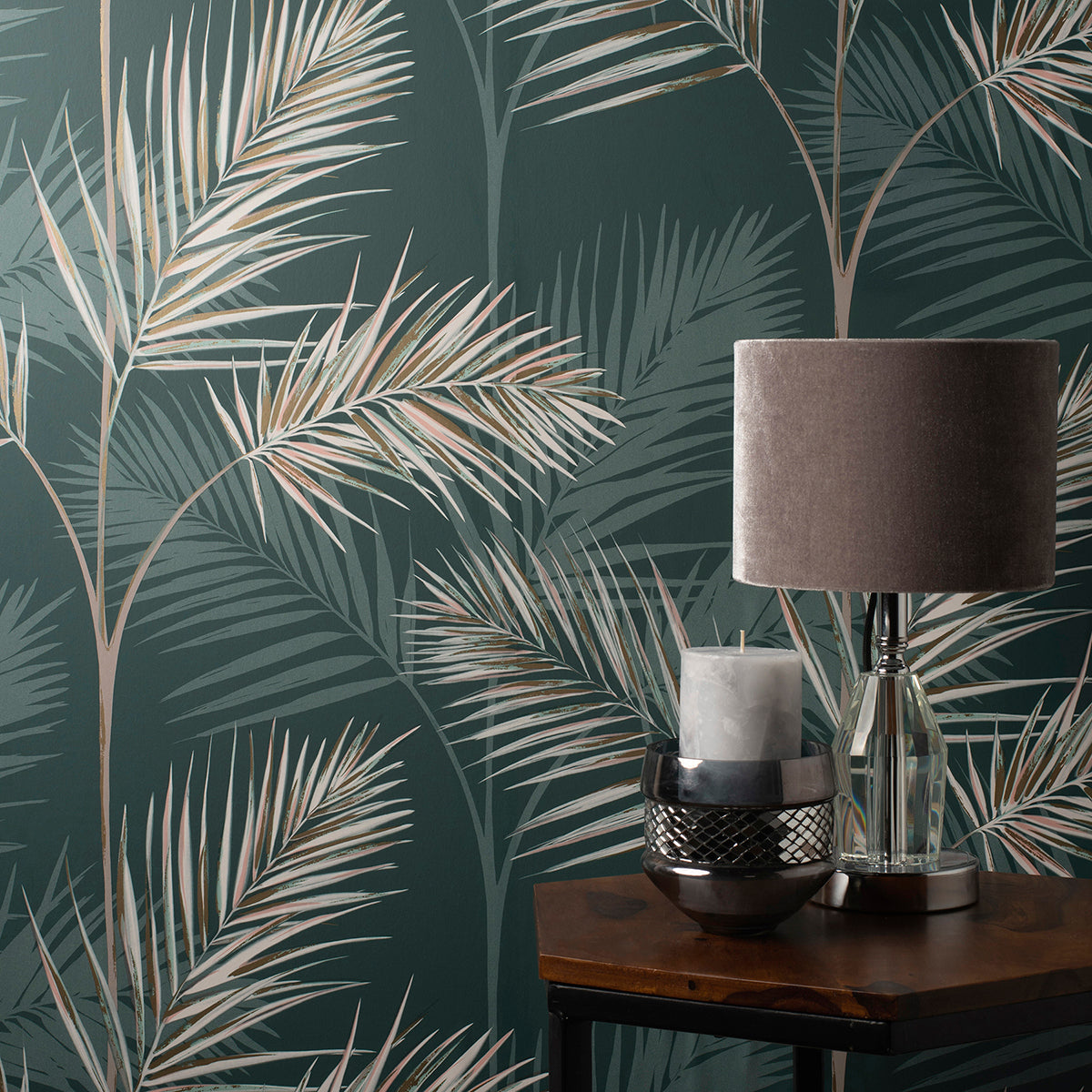 South Beach Evergreen Fronds Wallpaper - Brewster Wallcovering