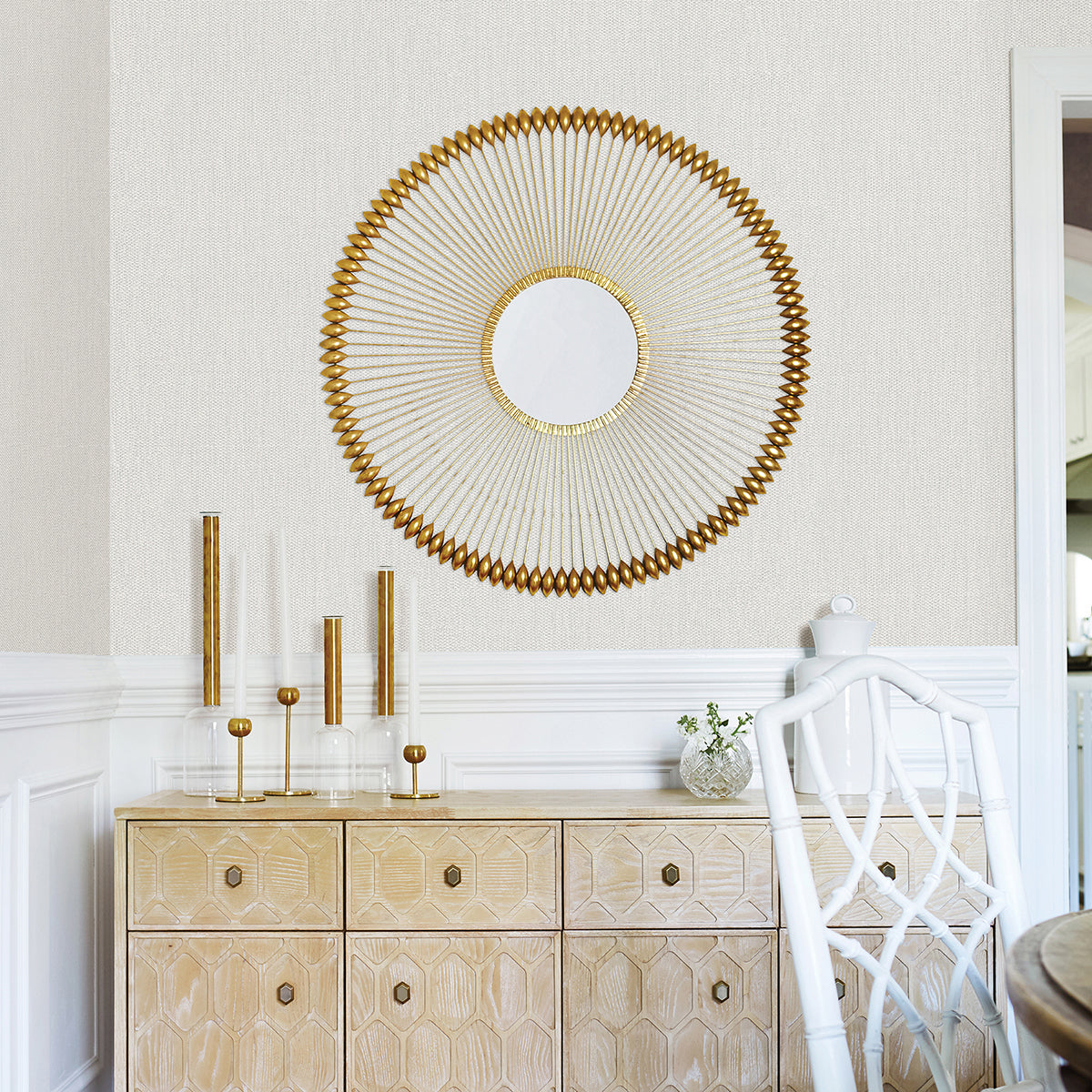 Cahaya White Woven Wallpaper  | Brewster Wallcovering - The WorkRm