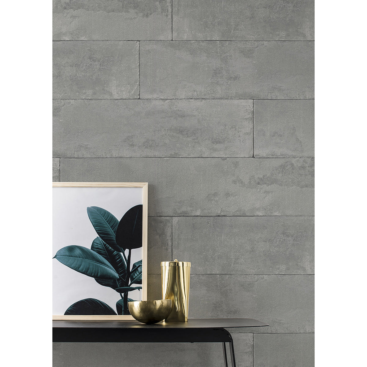 Lanier Grey Stone Plank Wallpaper  | Brewster Wallcovering