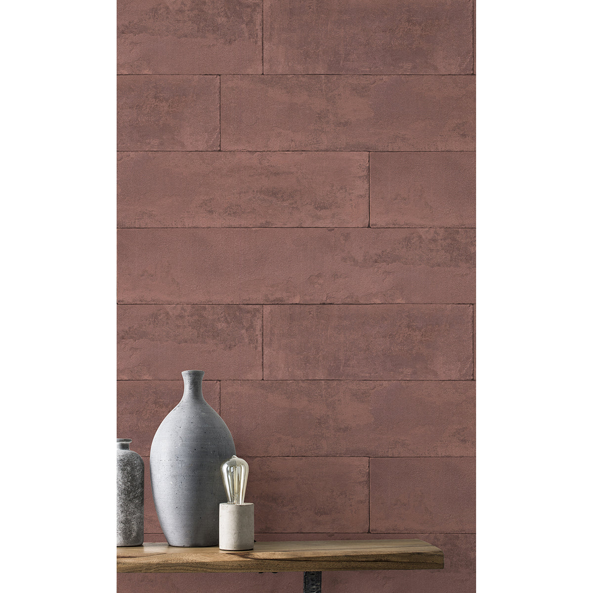 Lanier Oxblood Stone Plank Wallpaper  | Brewster Wallcovering