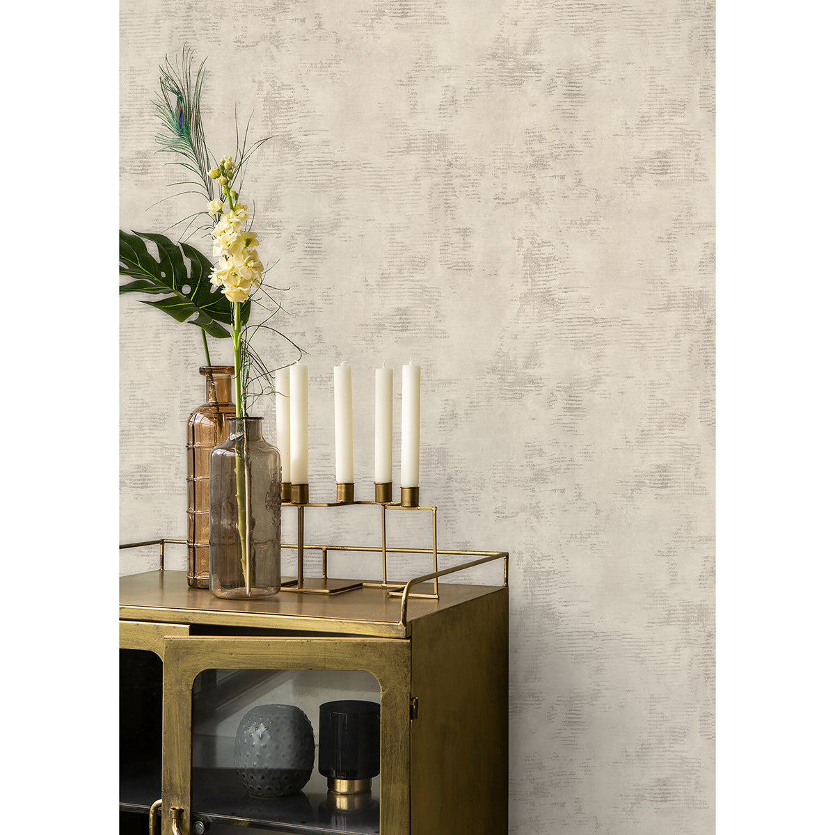 Osborn Beige Distressed Texture Wallpaper - Brewster Wallcovering