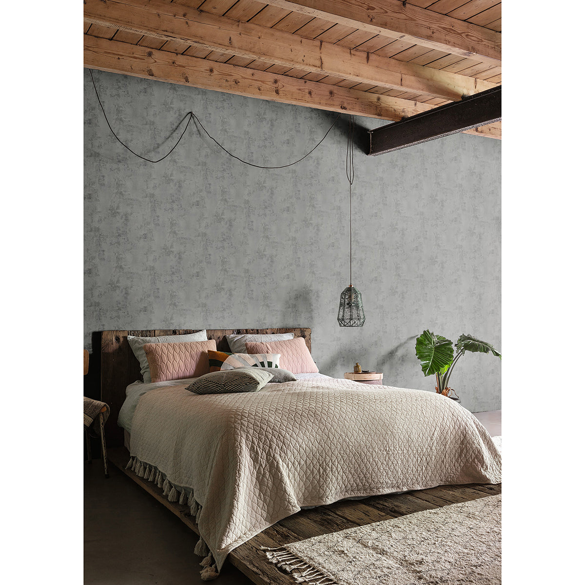 Osborn Charcoal Distressed Texture Wallpaper - Brewster Wallcovering