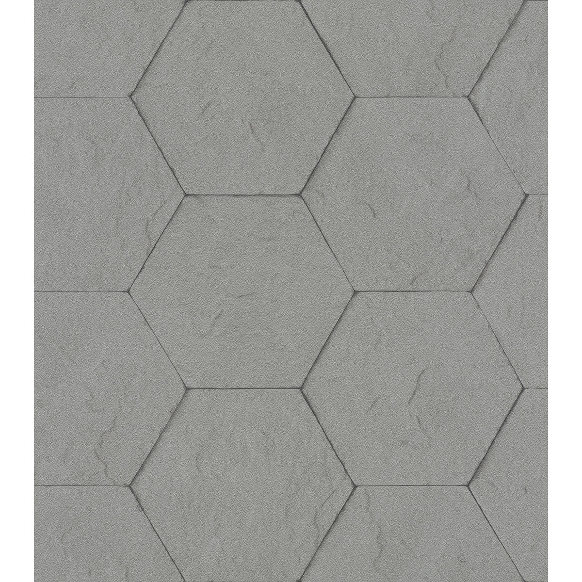 Picture of Bascom Dark Grey Stone Hexagon Wallpaper