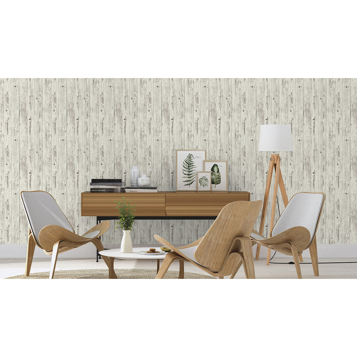 Albright White Weathered Oak Panels Wallpaper  | Brewster Wallcovering - The WorkRm