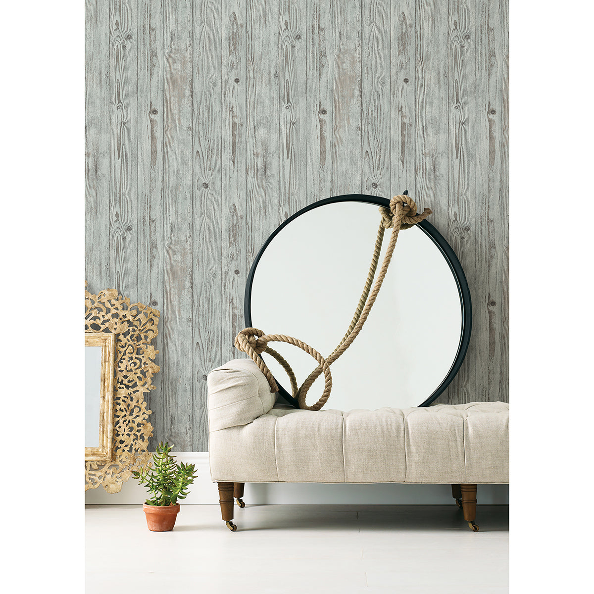 Albright Light Blue Weathered Oak Panels Wallpaper  | Brewster Wallcovering - The WorkRm