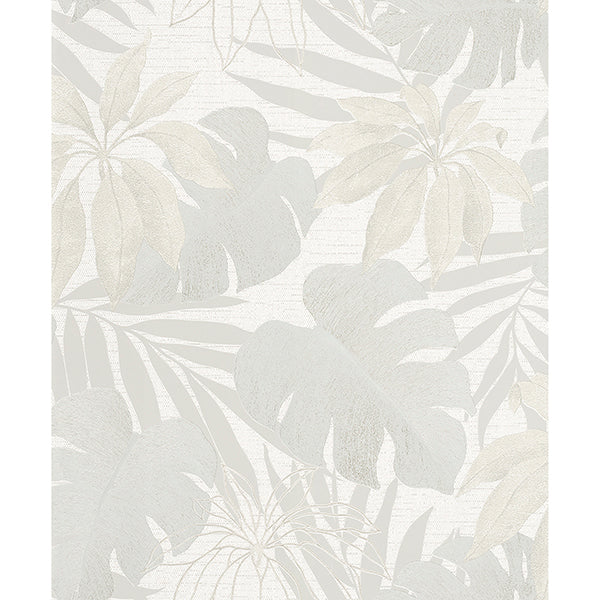 Picture of Nona Cream Tropical Leaves Wallpaper