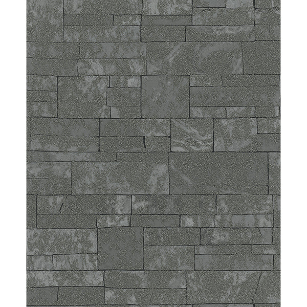 Brewster Wallcovering-Hernando Charcoal Stones Wallpaper