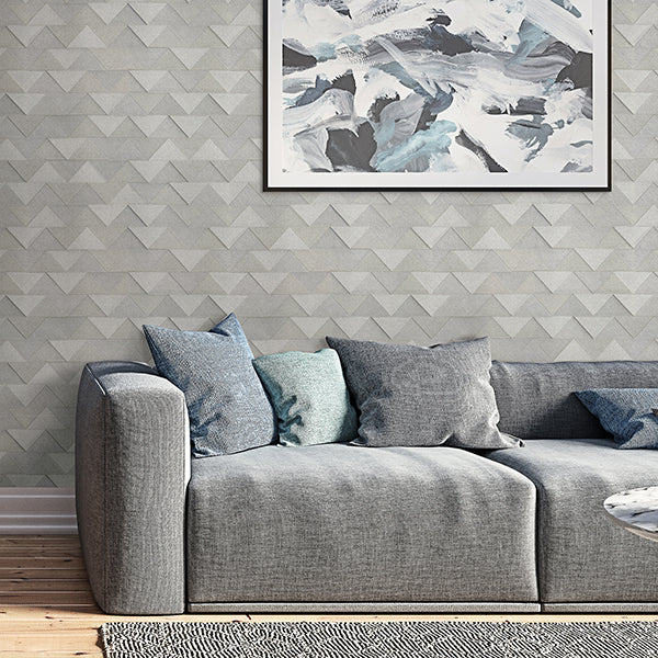 Matrix Grey Triangle Wallpaper - Brewster Wallcovering