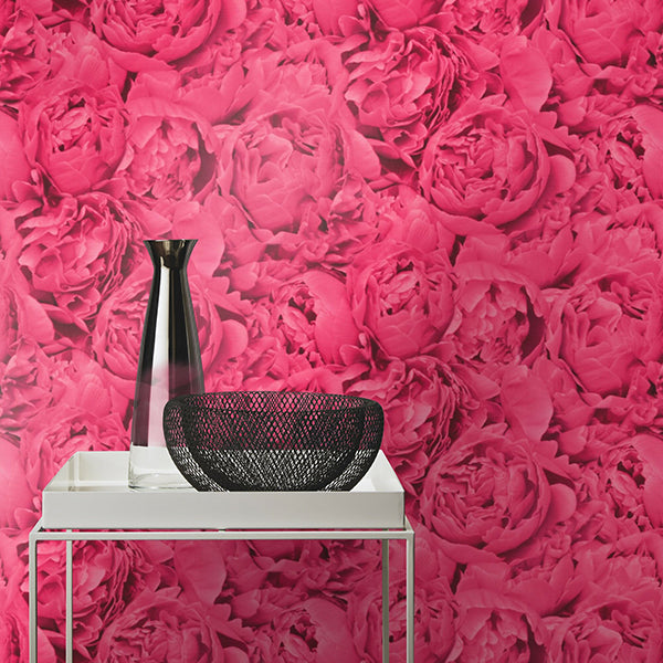 Rosenfield Pink Floral Wallpaper - Brewster Wallcovering