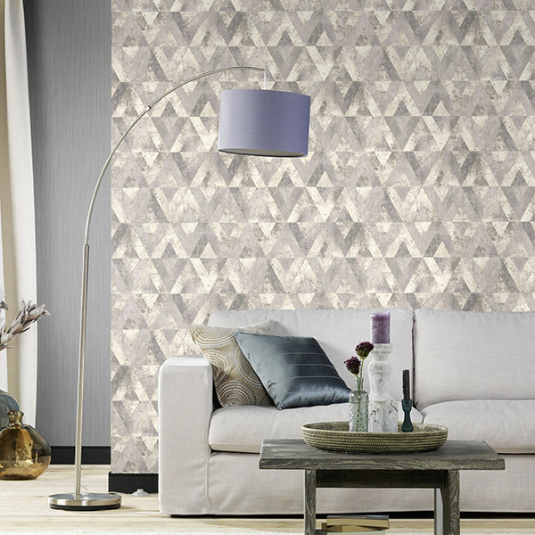 Shikhar Silver Geometric Wallpaper - Brewster Wallcovering