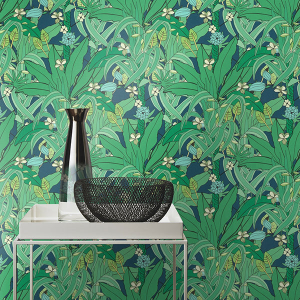 Manipur Green Jungle Canopy Wallpaper  | Brewster Wallcovering - The WorkRm