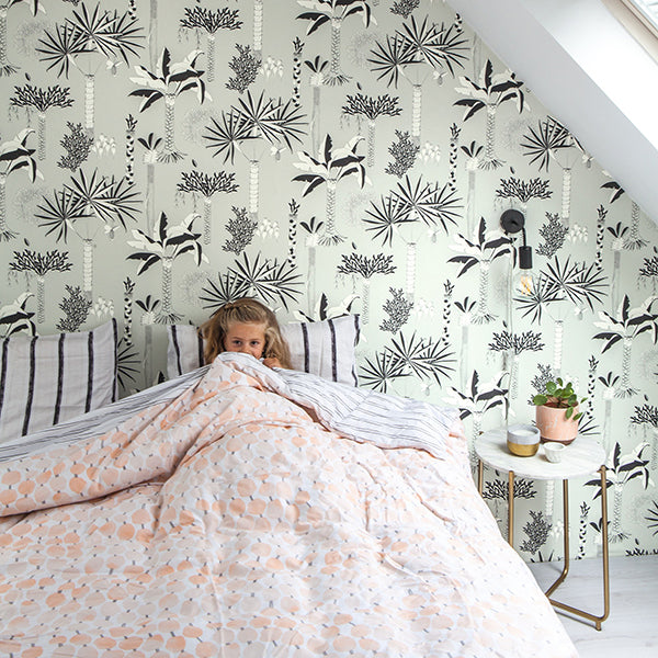 Sanjay Grey Tropical Grove Wallpaper - Brewster Wallcovering