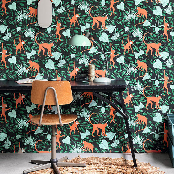 Langur Black Monkey Troop Wallpaper  | Brewster Wallcovering - The WorkRm