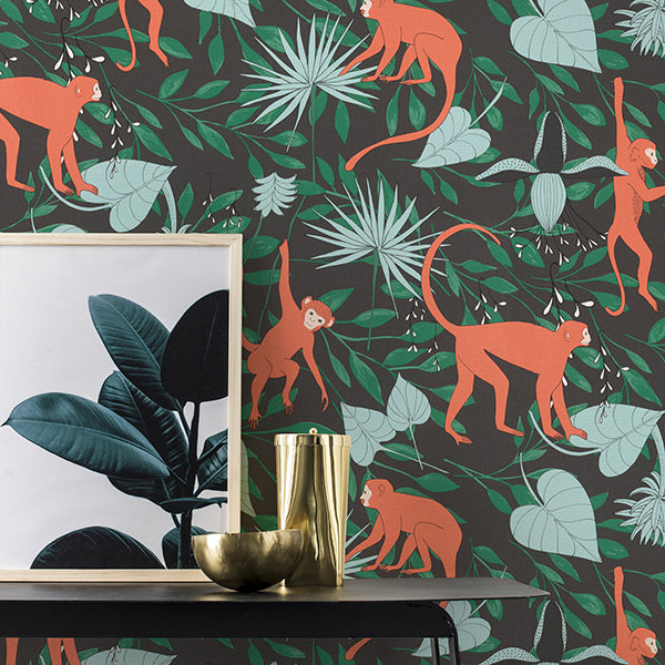 Langur Black Monkey Troop Wallpaper  | Brewster Wallcovering - The WorkRm