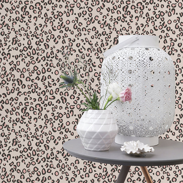 Damisa Blush Leopard Print Wallpaper  | Brewster Wallcovering - The WorkRm