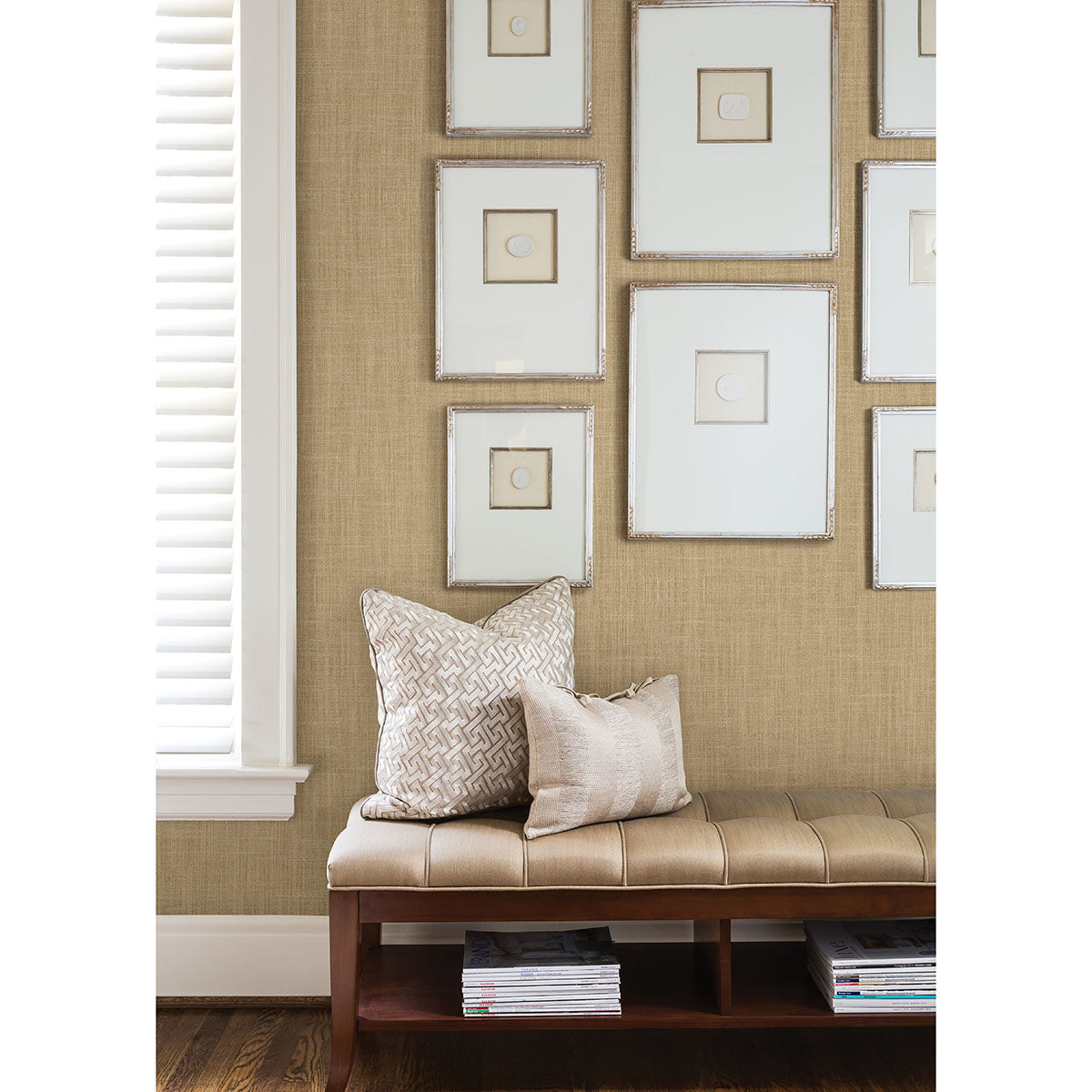 Julius Gold Natural Weave Texture Wallpaper  | Brewster Wallcovering - The WorkRm