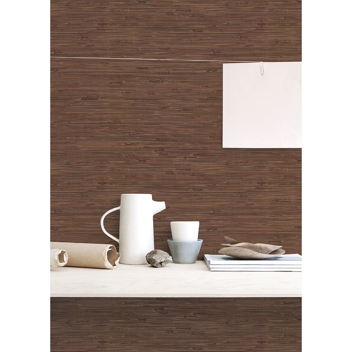 Fiber Maroon Weave Texture Wallpaper  | Brewster Wallcovering