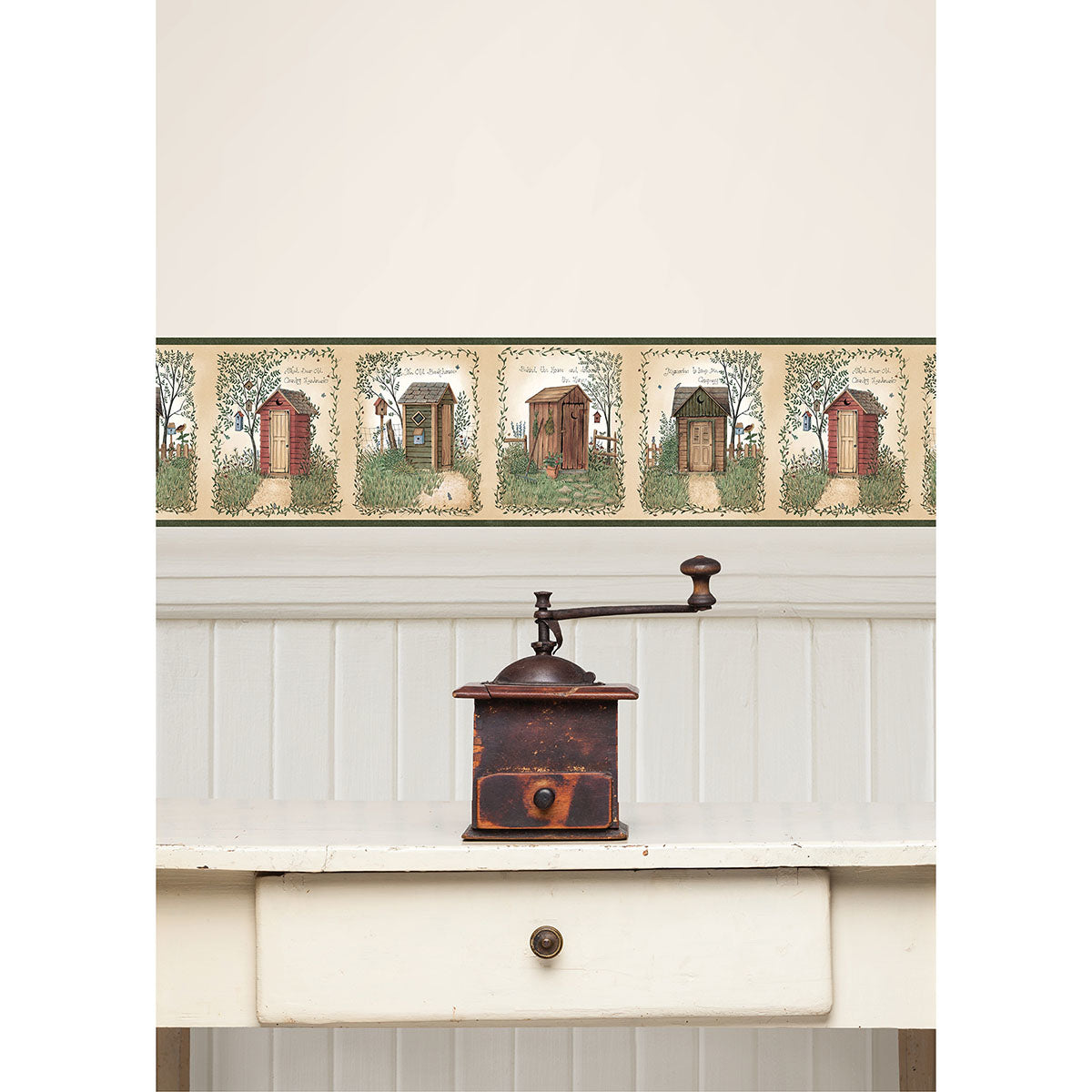 Fisher Sage Country Outhouses Border  | Brewster Wallcovering