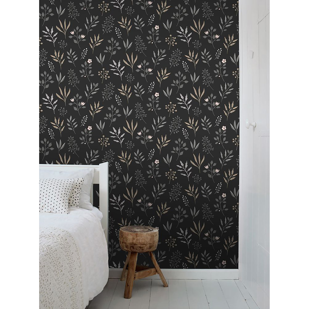 Cynara Charcoal Scandinavian Floral Wallpaper  | Brewster Wallcovering - The WorkRm