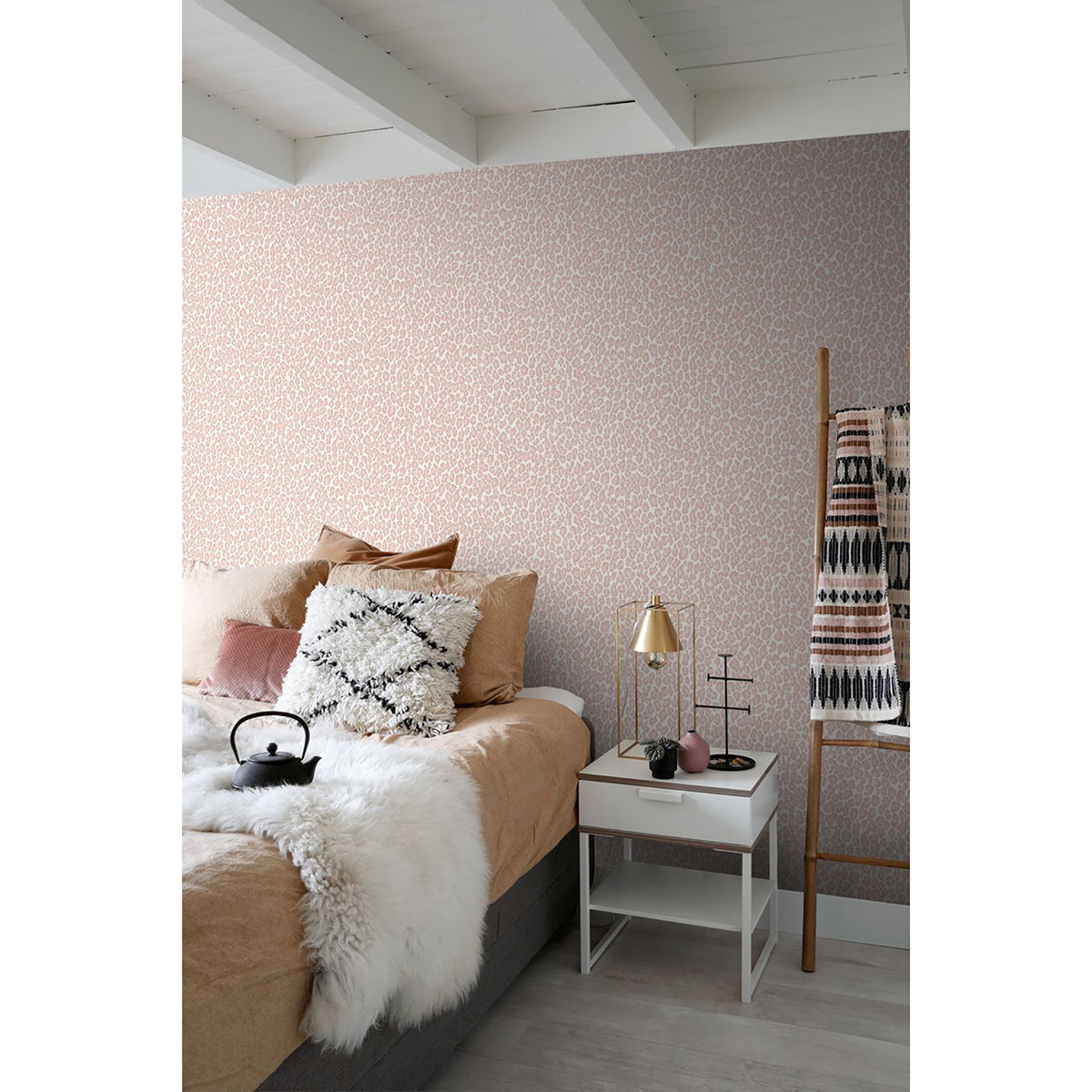 Cicely Pink Leopard Skin Wallpaper - Brewster Wallcovering