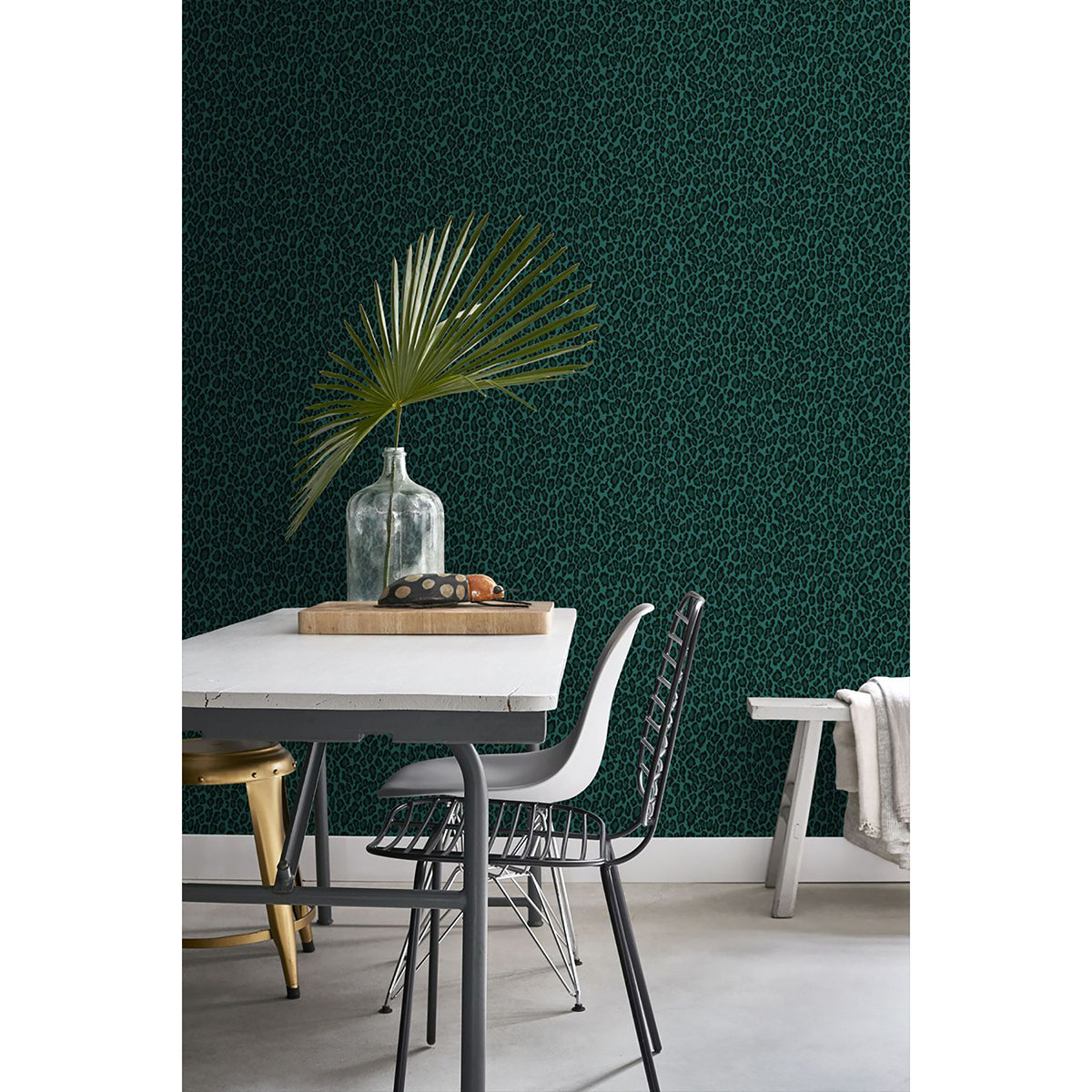 Cicely Green Leopard Skin Wallpaper - Brewster Wallcovering