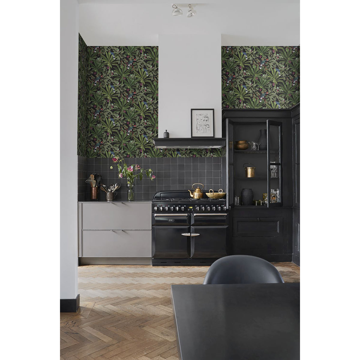 Carola Black Jungle Tropics Wallpaper  | Brewster Wallcovering - The WorkRm