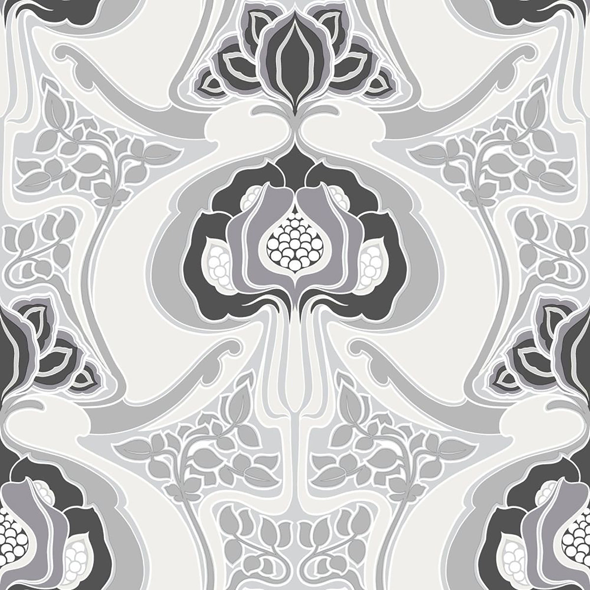 Picture of Joaquin Black Art Nouveau Floral Wallpaper