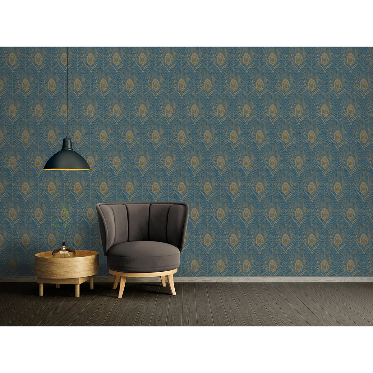 Prosperity Blue Feather Wallpaper  | Brewster Wallcovering - The WorkRm