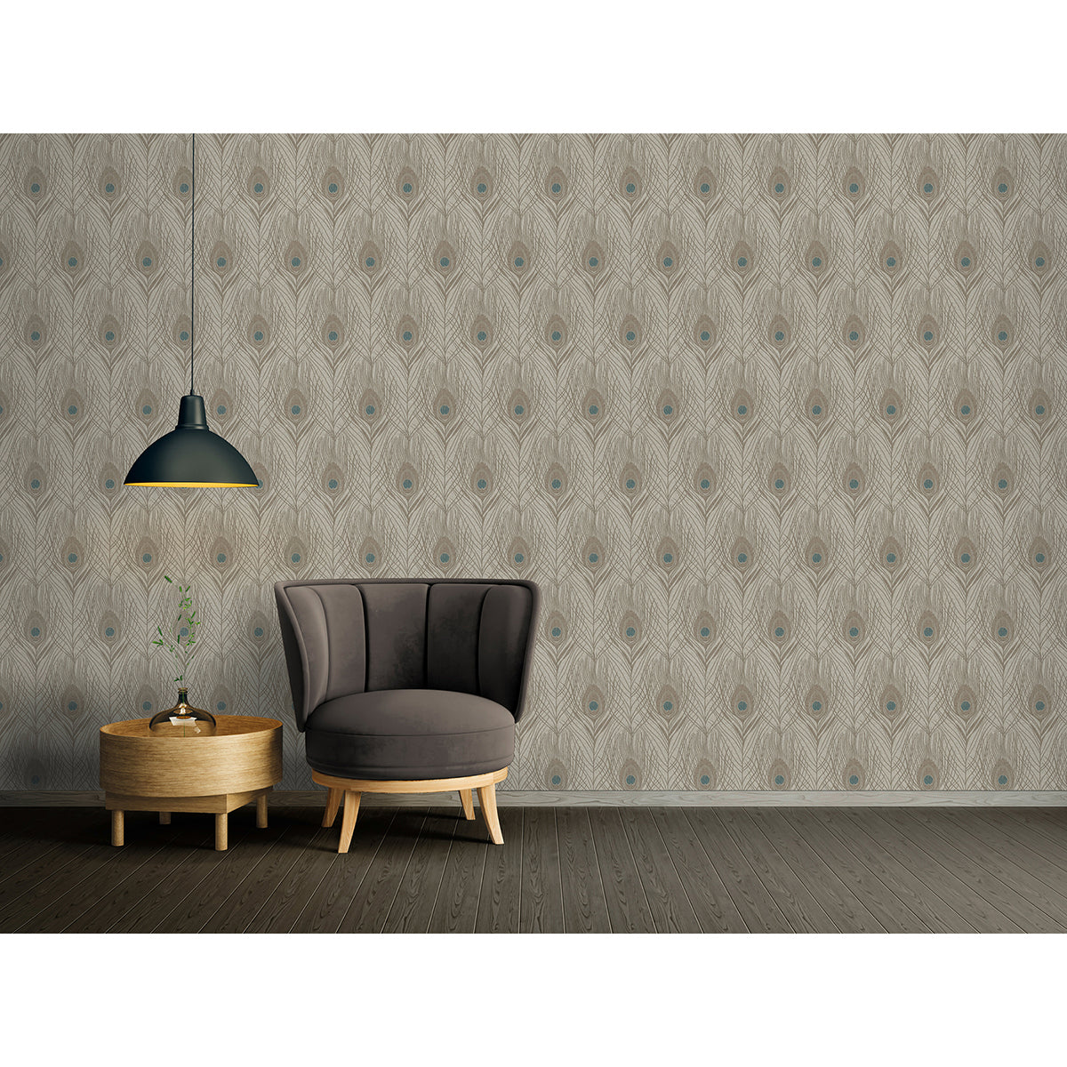 Prosperity Bronze Feather Wallpaper - Brewster Wallcovering