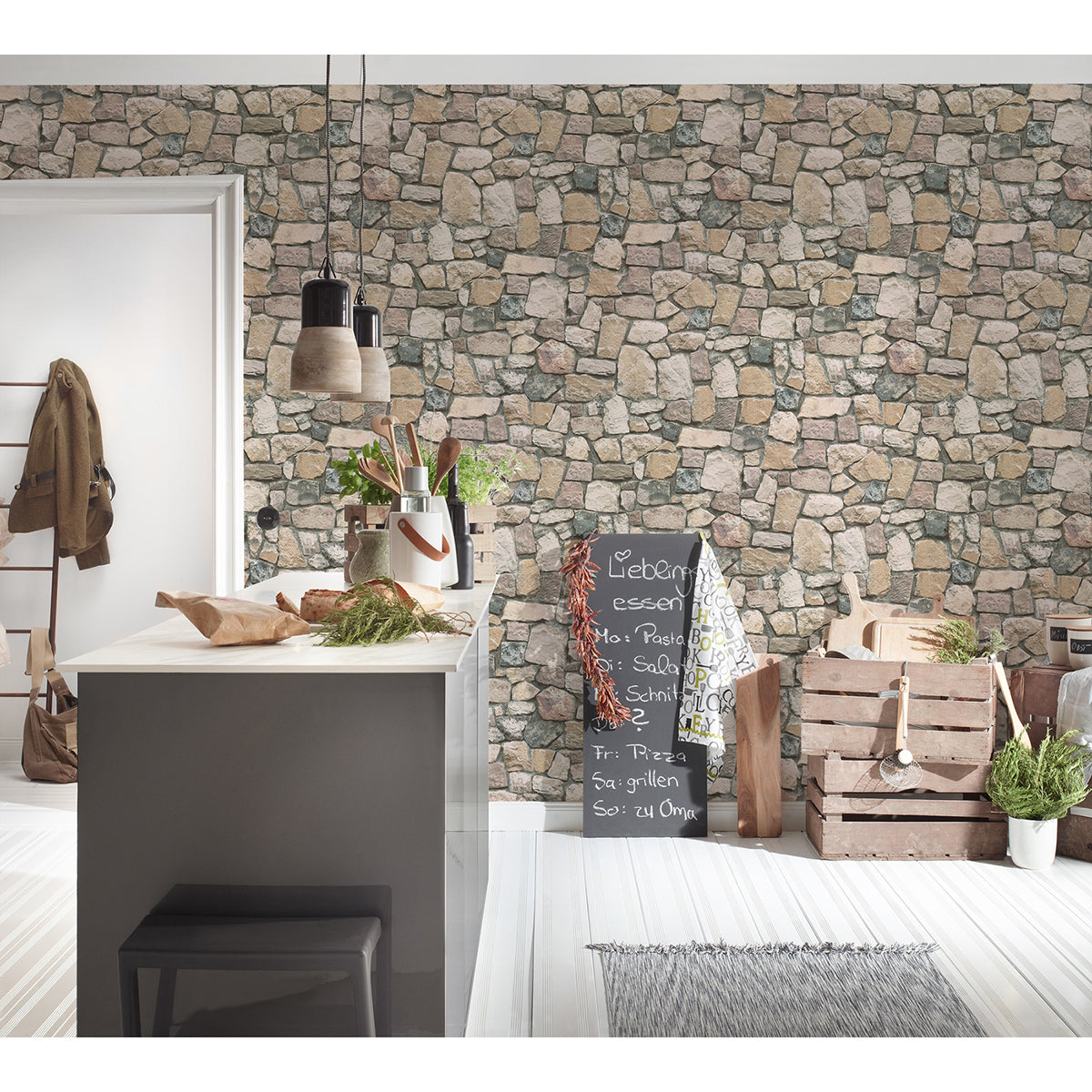 Morris Neutral Natural Stone Wallpaper  | Brewster Wallcovering - The WorkRm