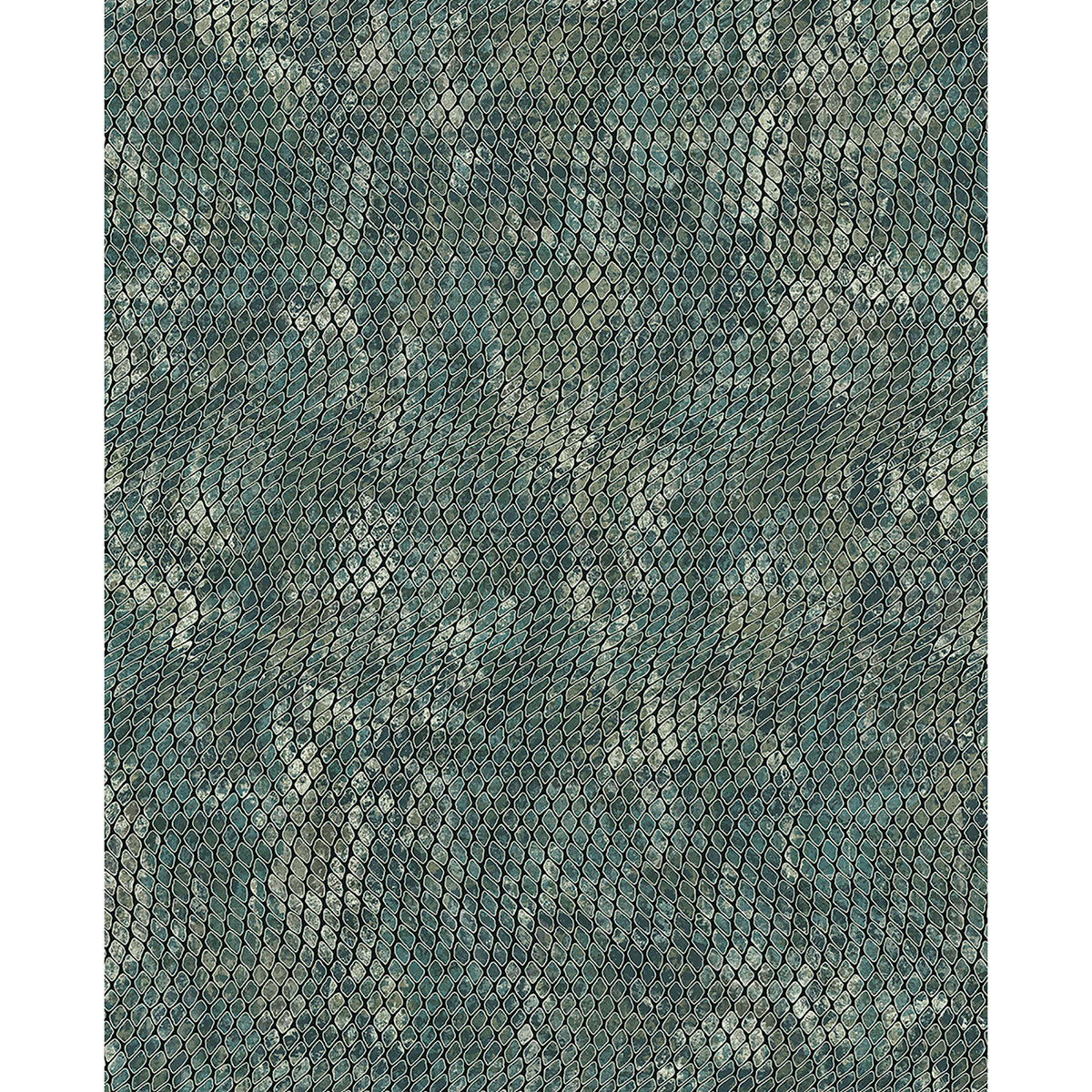 Brewster Wallcovering-Viper Teal Snakeskin Wallpaper