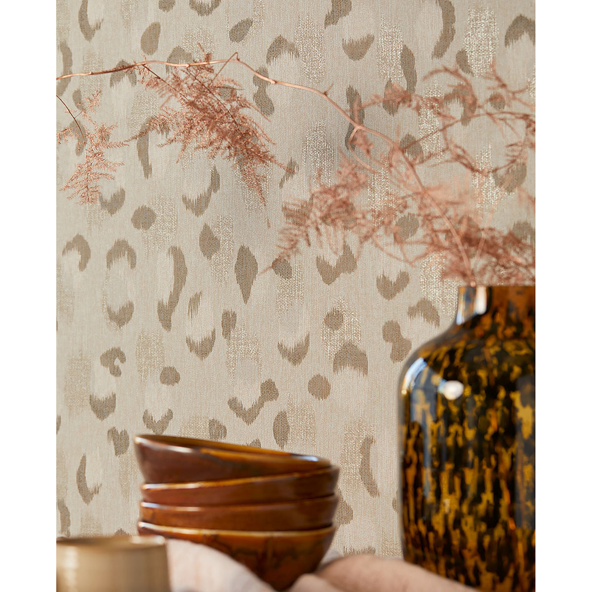 Javan Taupe Leopard Wallpaper  | Brewster Wallcovering - The WorkRm