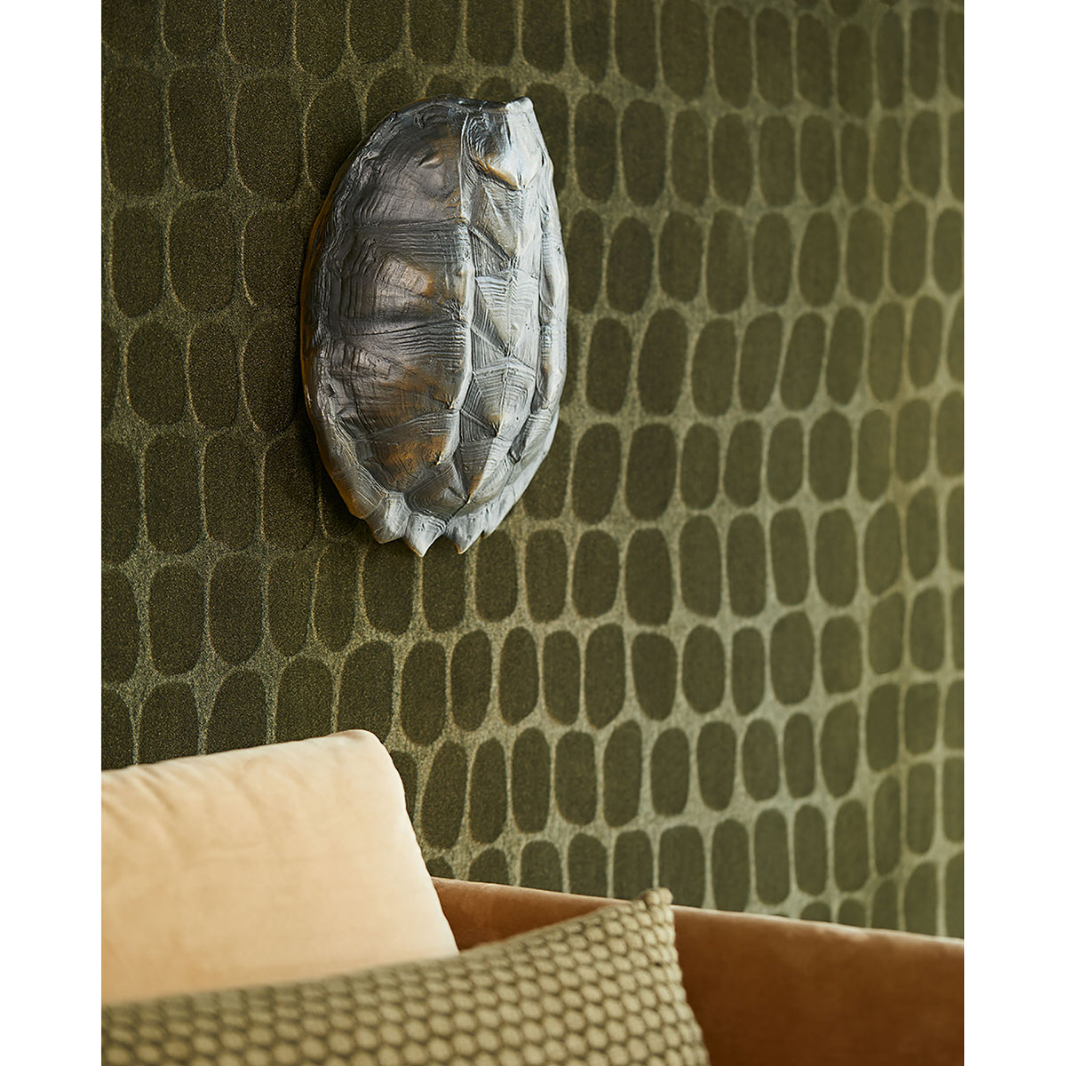 Hyde Evergreen Graphic Croc Flock Wallpaper - Brewster Wallcovering